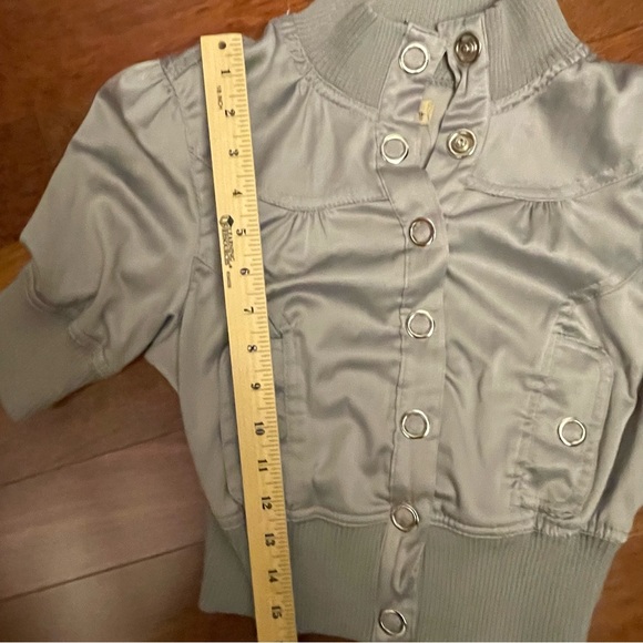 Paris Blues Silver Button-Up Crop Top - Picture 7 of 8